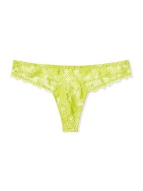 Victoria's Secret Neon Lime Floral Lace Thong Panty